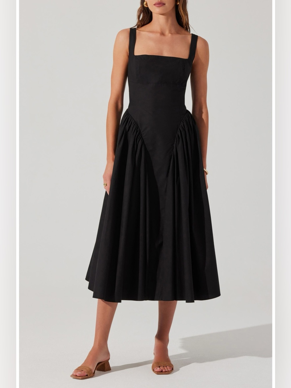 ASTR Vinya Poplin Drop Waist Midi Dress